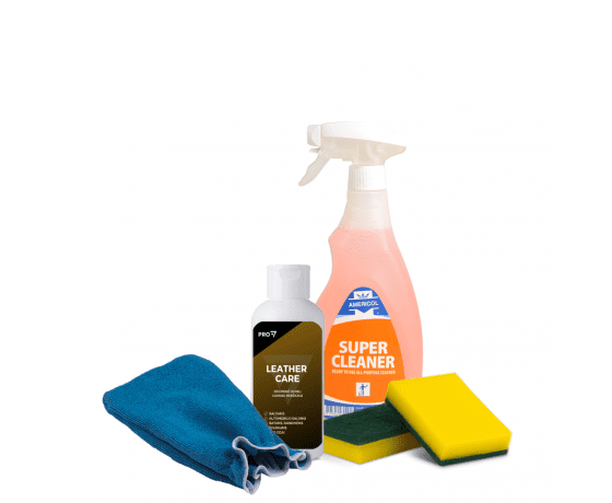 Leather New ādas kopšanas komplekts ar 125ml Leather Care tīrīšanas līdzekli un kopšanas piederumiem