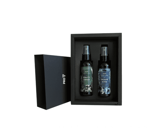 Smaržu komplekts FRUITY SWEET un OCEAN EYES melnā kastē ar vīnogu, jasmīna un sandalkoka aromātiem
