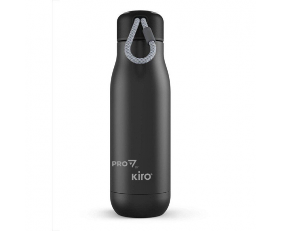 PRO7 by KIRO melna termokrūze 500ml ar dubulto vakuumizolāciju un noplūdes aizsardzību