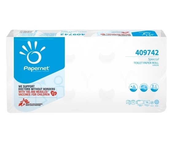 PAPERNET tualetes papīrs komplektā 8 ruļļi baltā krāsā ar premium kvalitātes tekstūru