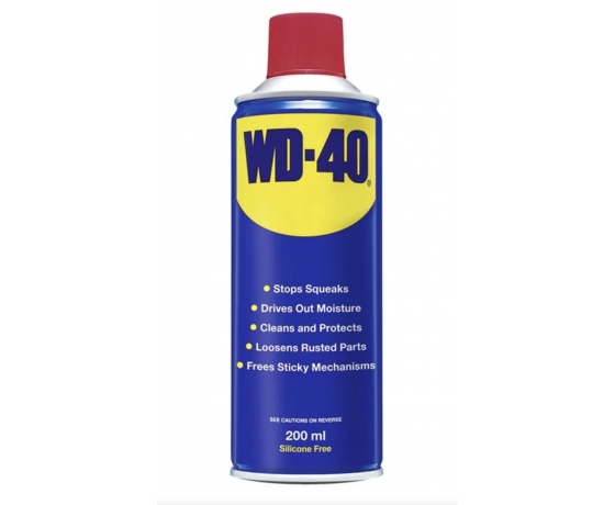 WD-40 universālā smērviela 200ml aerosola iepakojumā ar sarkano uzgali