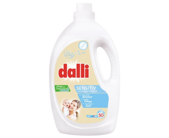Dalli Sensitive universāls veļas mazgāšanas līdzeklis 2.75L baltai un krāsainai veļai, dermataloģiski testēts