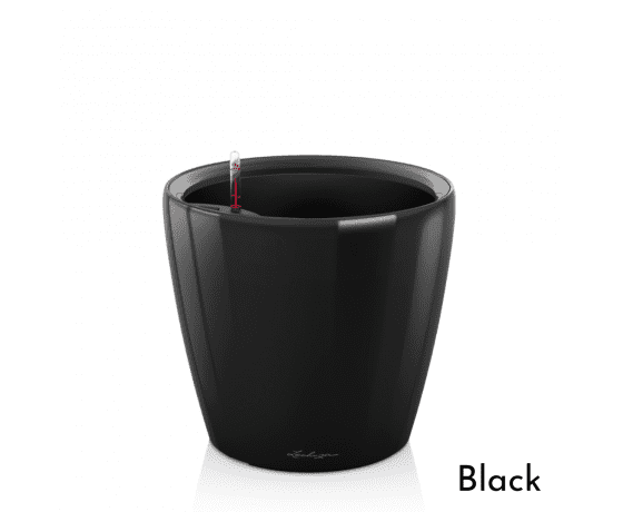 LECHUZA Classico LS 28 Black viedais puķu pods ar automātisko laistīšanas sistēmu