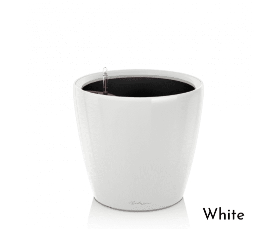 LECHUZA Classico LS 28 White viedais puķu pods ar automātisko laistīšanas sistēmu