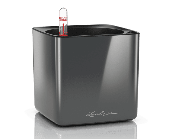 Viedais puķu pods CUBE GLOSSY 14 Charcoal minimālistiskā dizainā