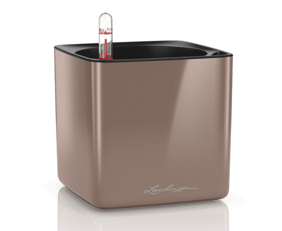 Viedais puķu pods CUBE GLOSSY 14 Smoky Diamond ar pašapūdeņošanas sistēmu