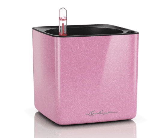 Viedais puķu pods CUBE GLOSSY KISS 14 Sweet Candy krāsā ar pašapūdeņošanas sistēmu