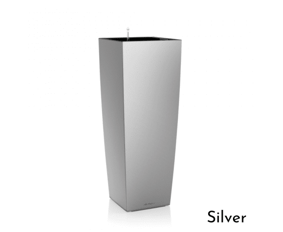 LECHUZA Cubico Alto 40 Silver viedais puķu pods ar automātisko laistīšanas sistēmu