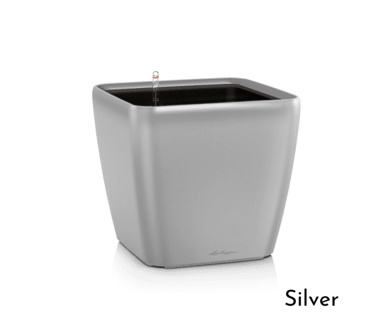 LECHUZA Quadro LS 50 Silver viedais puķu pods ar automātisko laistīšanas sistēmu