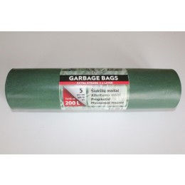 ATKRITUMU MAISI LDPE ZAĻI/MELNI 200L / 5 gab.