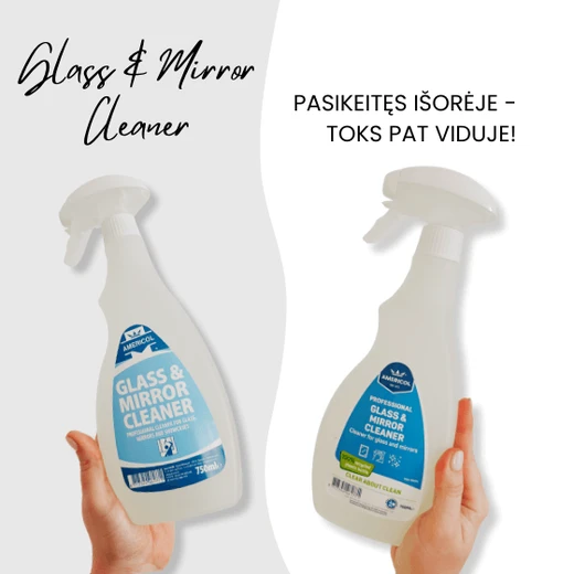Stiklu un spoguļu tīrīšanas līdzeklis AMERICOL GLASS & MIRROR CLEANER 0,75 l
