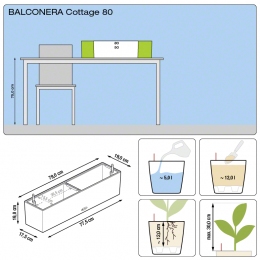 Gaiši pelēkā Balconera Cottage 80 pods balkona vidē