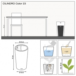 Cilindro Color 23 izmēru un proporciju attēlojums
