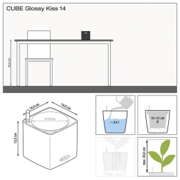 CUBE GLOSSY KISS 14 puķu pods uz plaukta interjera dizainā