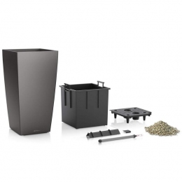 LECHUZA Cubico 40 puķu pods espresso krāsā ar iekšējo podu