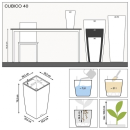 LECHUZA Cubico 40 Silver poda detaļas un uzstādīšanas process
