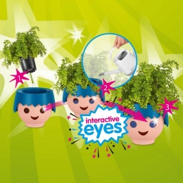 PLAYMOBIL figūras galvas formā veidots zils puķu pods