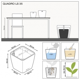 LECHUZA Quadro LS 35 krāsu variācijas skats no augšas